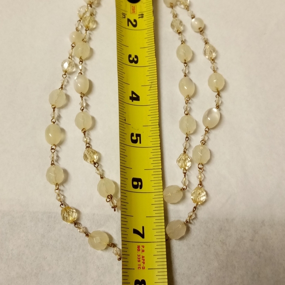 Robert Rose Necklace 2 Strand Cream Beaded Lucite Gold Tone Metal - Picture 5 of 5